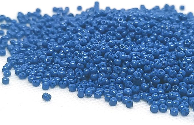 Perlin Glass Seed Beads 2mm 11/0 Round Mini Small Pony Beads 6500pcs for Making Earrings Bracelets Pendants Waist Jewelry DIY Handmade Opaque Color Kit (Sapphire Blue)