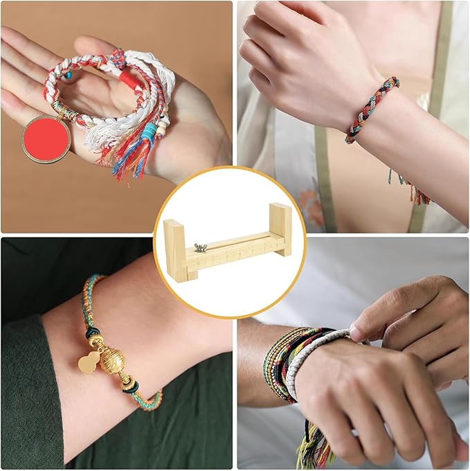 RUGLAMZHIP Wood Bracelet Jig, Wood Maker,Bracelet Tool Kit, Paracord Jig DIY Hand Knitting, Free Size Length,U Shape Clear Scale Kit with 2 Clamp