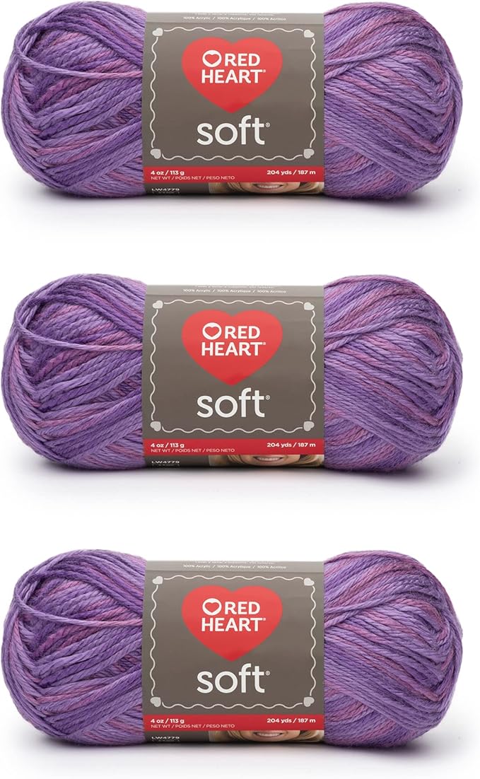Red Heart Soft Plumy Yarn - 3 Pack of 113g/4oz - Acrylic - 4 Medium (Worsted) - 256 Yards - Knitting/Crochet