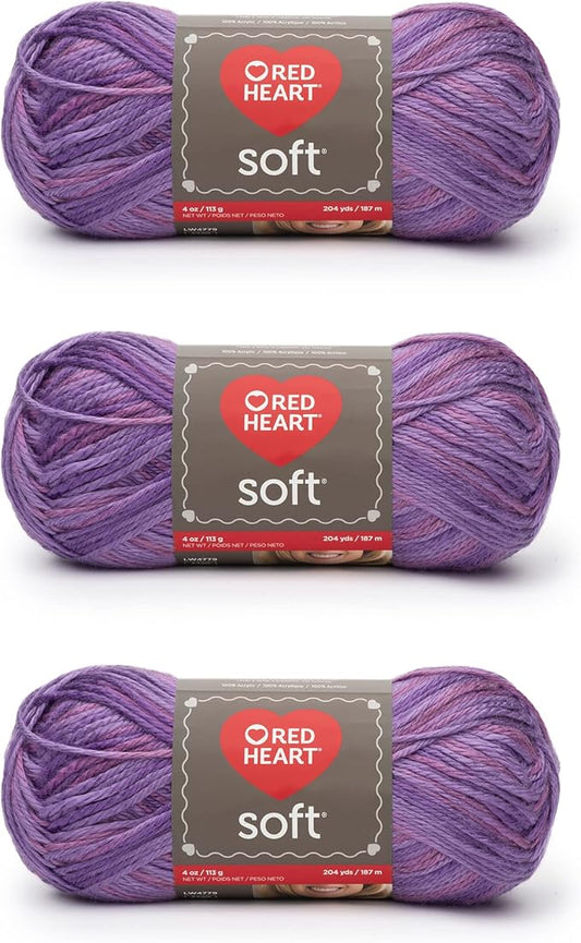 Red Heart Soft Plumy Yarn - 3 Pack of 113g/4oz - Acrylic - 4 Medium (Worsted) - 256 Yards - Knitting/Crochet