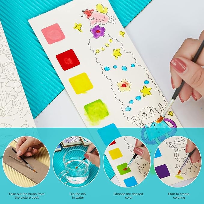 Pocket Watercolor Book Set, Watercolor Painting Book,Watercolor Bookmarks for Kids, Beginning, Students Painters Christmas Gifts (5 PCS)