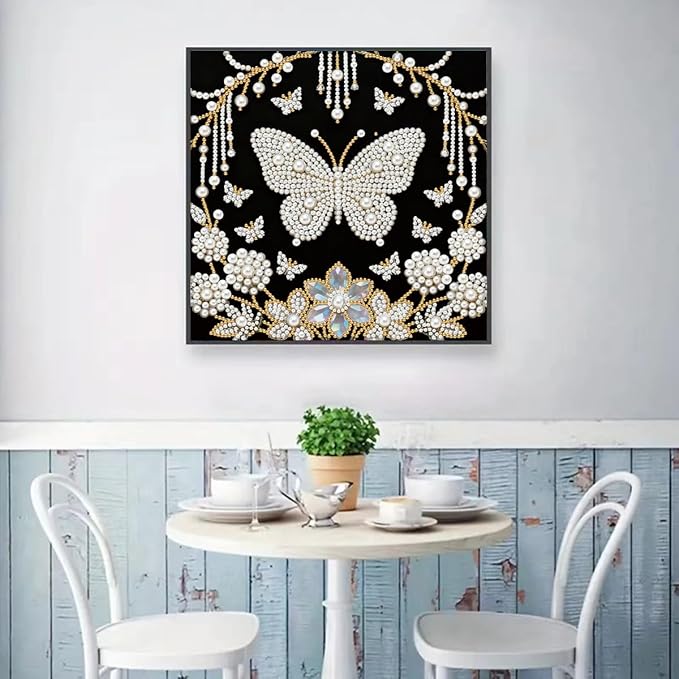 GEMFAMILY Special Shaped Diamond Art Painting Kits for Adults, Butterfly 5D Diamond Painting Kits for Adults Beginner,DIY Pearl Diamond Dots Gem Art Craft for Home Decor 11.8 x 11.8 inch