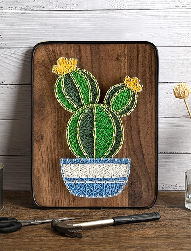 BAZIMA ALICE DIY String Art Kit for Beginner, DIY Cactus Potted Craft Kit,Unique Gift,Craft Kit for Holidays