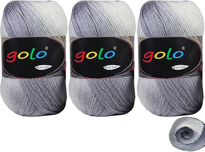 golo Wool Yarn for Knitting 100g X 3 Cachemire Multicolor Rainbow Yarn