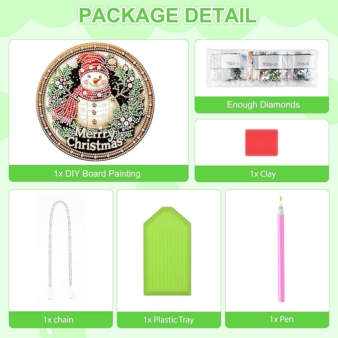 TOSTOG Christmas Hanging Diamond Art Kits for Adults, Snowman Diamond Paintings for Adults, Diamond Art Kits Window Pendant, 5D Diamond Paintings Hanging Pendant Kit Wall Decor and Gift