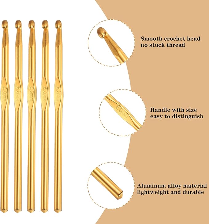 Hordolry 6mm Crochet Hooks Bulk, 18Pcs Aluminum Crochet Needle, Knitting Needles for Craft Yarn Contribute to Beginners