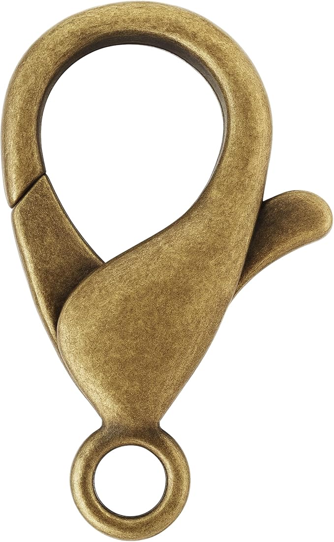 Mandala Crafts 10mm Antique Brass Metal Lobster Clasps for Jewelry Making - 100 Lobster Claw Clasps with Jump Rings Jewelry Findings Kit for Necklaces Bracelets Charms Fasteners