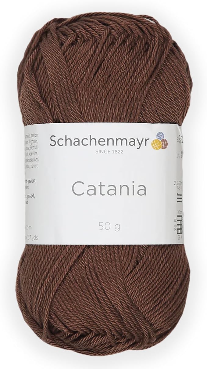 1 Skein/Pack Schachenmayr (SMC) Catania Originals Yarn, Each Ball 1.76 Oz (50gr) / 136 Yards (125 m), 100% Mercerized Cotton for Knitting and Crochet Yarn, Sport Weight, 157 - Chestnut