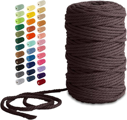 Nook Theory Macrame Cord - 5mm 109 Yards Cotton Rope, 3mm 4mm Yarn, String for Crafts, Perfect for Macrame Wall Hanging and Boho Decorations (Mocha)