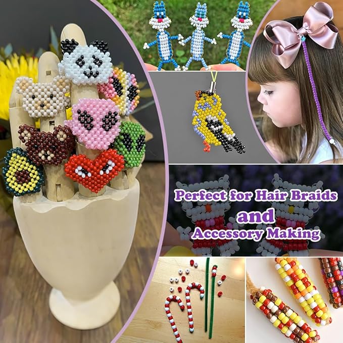 QPIXVB Pony Beads, 1100pcs, Plastic, Small, Barrel Shaped, Purple, for Jewelry Making, Hair Braids, Crafts