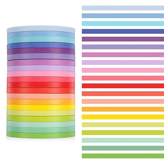 20 Rolls Rainbow Washi Tape Slim, 16.4ft Colorful Rainbow Pastel Washi Tape Set Skinny Thin Decorative Colored Washis Craft Tapes, Rainbows Colors Thin Decorative Tapes for Journal DIY Planner Craft