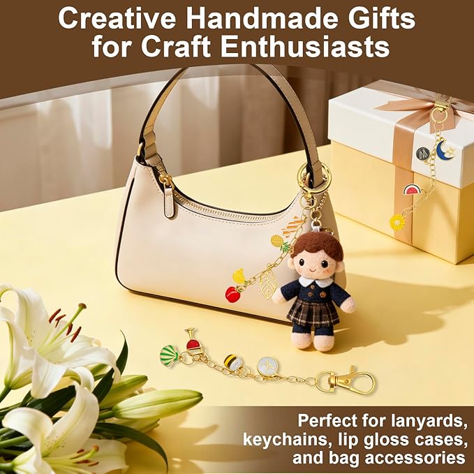 Aucscott Lip Gloss Charms Keychain Making Kit, Make Your Own Keychain Kit for Girls - DIY Jewelry Craft Kits with A-Z Letter Charms for Custom Key Chain Lipgloss Lip Balm Earring Purse Bag Handbag