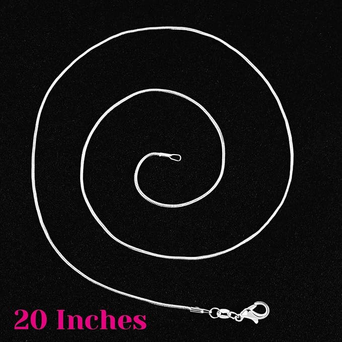 paxcoo 30 pack bulk necklace chain silver plated necklace snake chains for jewelry making, 1.2 mm (20 inches)