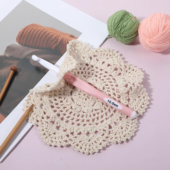 10mm Large Size Crochet with Ergonomiv Handle, Long Rubber Handle Crochet Hook, Knitting Giant Crochet Hooks for Chunky Yarn, Scarf, DIY, Wool Products(10mm)