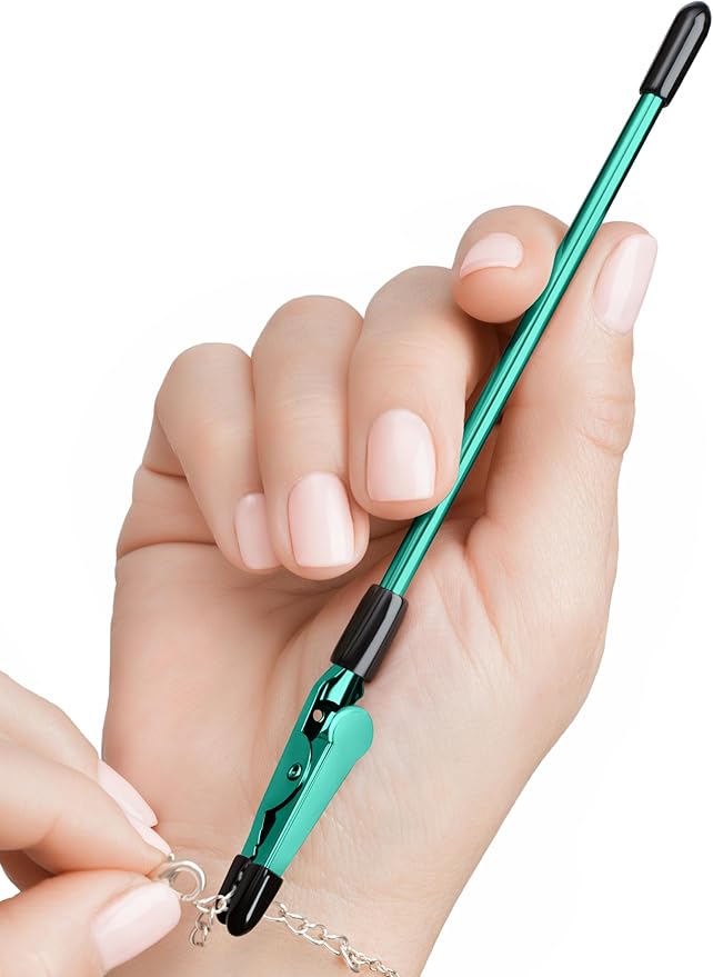 Mission Gallery Bracelet Helper Tool - Fastener Helper Tool for Bracelet, Necklace, Jewelry, Watch - Clip, Clasp Helper - Easy to Put on Yourself, Portable, Made of Metal, Teal