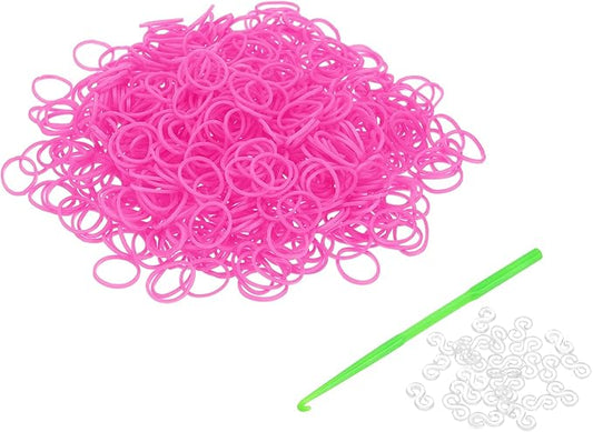 uxcell 600Pcs Loom Rubber Band, Bracelet Making Refill Kit Elastic Loom Band with 25Pcs S-Clips and 1Pcs Crochet Hooks for Weaving DIY Handcrafts, Plum Red
