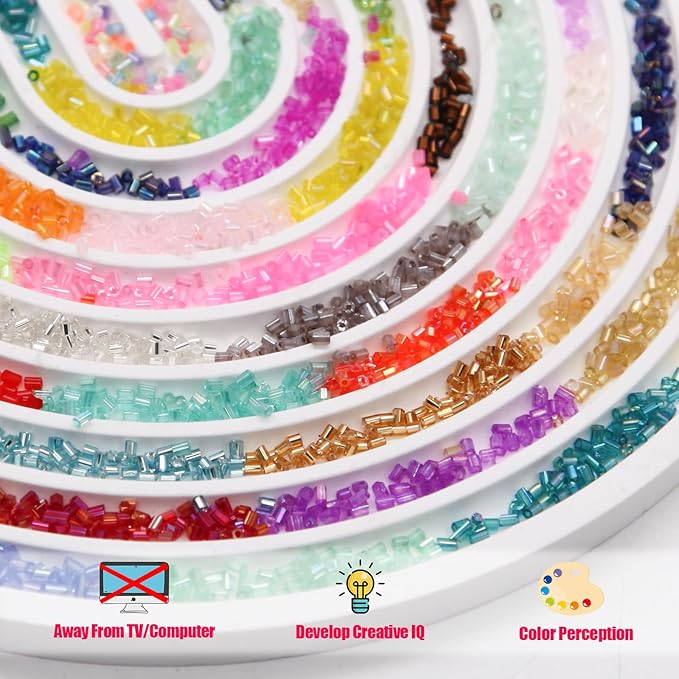 EuTengHao 19200Pcs Tube Beads Kit 3mm Glass Bugle Seed Beads for Jewelry Making Embroidery & Home Decor (32 Vibrant Color)