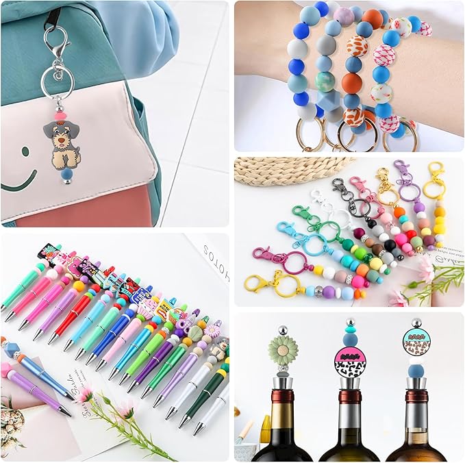 Silicone Beads, 160Pcs 12mm Round, Powder Blue for Keychain Making, Bracelet Making, Necklace Making and Pens