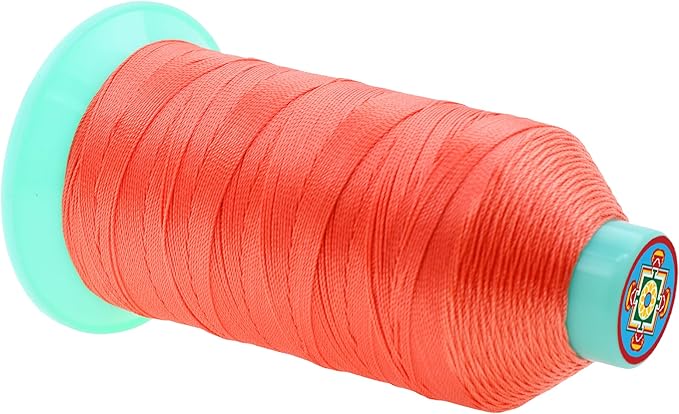 Mandala Crafts Size 207 630D T210 Bonded Nylon Thread - Coral 800 YDs Tex 210 Heavy Duty Sewing Threads for Leather, Jeans, Weaving, Outdoor Marine Upholstery