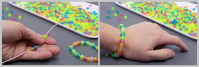 Pony Beads, 6x9mm, Glitter Yellow, 750pc – Bracelet Making Kit for Jewelry and Kandi Crafts – Bulk Craft Beads for Friendship Bracelets and DIY Projects