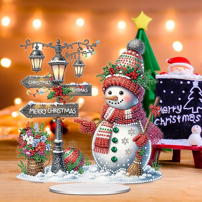 LAKEQUILL Christmas Snowman Diamond Art Hanging Kits for Adult, Diamond Art Painting Hanging Kits Ornaments, DIY Special Shaped Rhinestone Window Pendants kit for Home Garden Wall Decor Gift