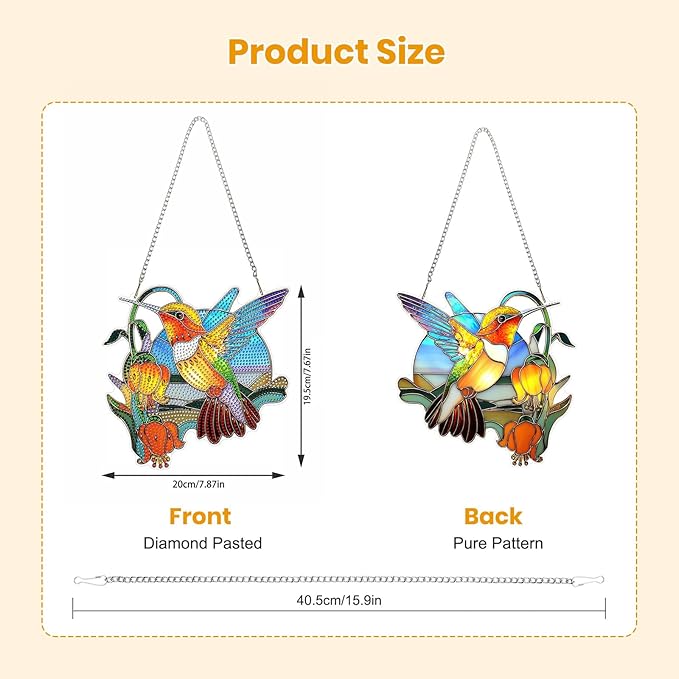 EOBROMD Diamond Hanging Art Kits for Adults Bird, Flower DIY Special Shaped Rhinestone Kits for Adults, Diamond Art Painting Suncatcher, Window Pendants Home Garden Wall Hanging Ornament