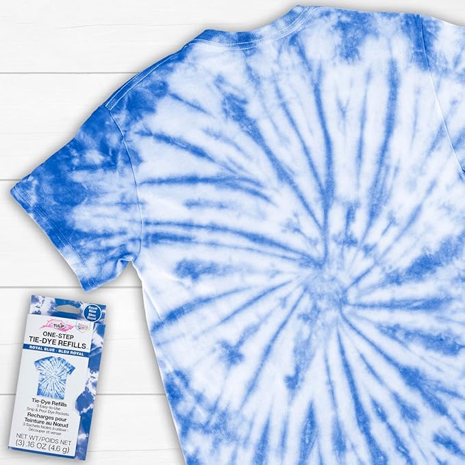 Tulip One-Step Tie-Dye Kit , 3 Fabric Dye Refill Packs, Packs, Royal Blue
