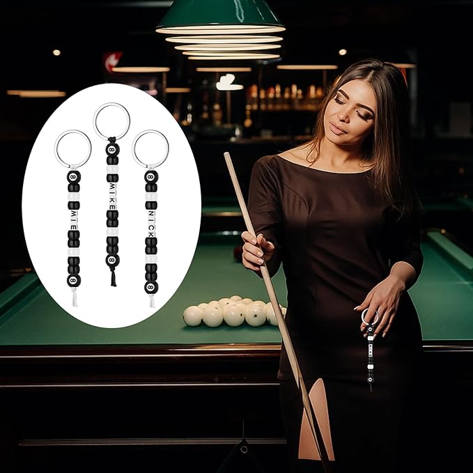 Landical 564 Pcs DIY Bead Keychain Kit Key Chain Making Craft Adjustable Letter Beads String Mama Sport Gift Alphabet Jewelry Backpack Accessories Holiday Party Favor(8 Ball,Black White)