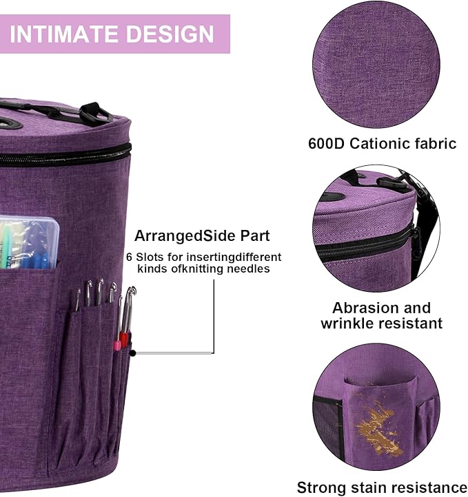 MIAOKE 79pc Crochet Kit, Large Knitting Bag Yarn Storage Organizer, Crocheting Starter Kits with Waterproof Bag, Beginner Knitting Accessories Set, for Beginners Adults Travel Crochet Supplies