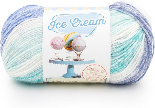 Lion Brand Yarn, Ice Cream Baby Yarn for Knitting, Crochet, and Crafts, Smurf, 1 Pack, DK Weight Colorful Acrylic Fiber for Baby Blankets, Hats, and Sweaters