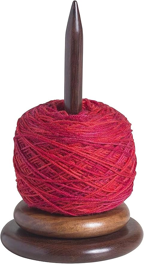 AnNafi® Wood Yarn Spindle Holder with Twirling Mechanism Classic |Wooden Spinning Yarn & Thread Holder |Knitting Embroidery Accessory Gift Craft & Sewing Supplies Yan Organising Tool For Granny Acacia
