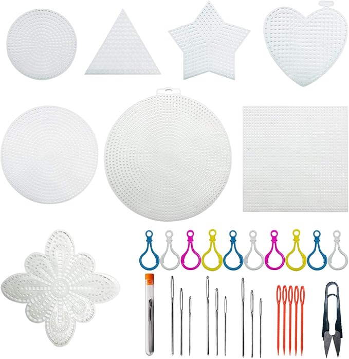 Allazone 100 PCS Mesh Plastic Canvas Sheets 8 Style Plastic Canvas for DIY Crafts Embroidery Cross Stitch, Acrylic Yarn Crafting, Knit and Crochet Projects