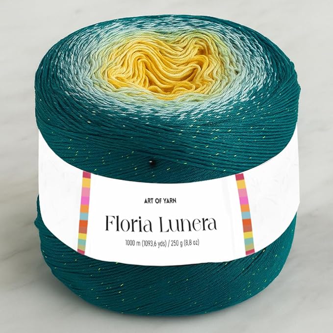 Floria Lunera Cotton Yarn 55% Cotton 45% Acrylic 250g 1093 Yards Multicolor Rainbow Crochet Yarn Handknit Cake Soft Variegated Yarn for Spring Summer Projects Blankets Scarves-93270