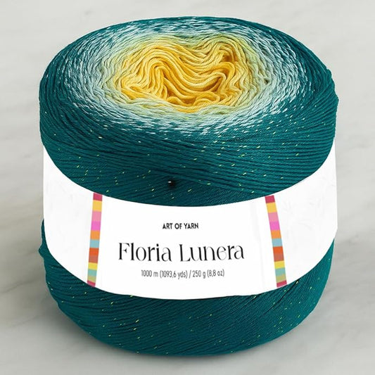 Floria Lunera Cotton Yarn 55% Cotton 45% Acrylic 250g 1093 Yards Multicolor Rainbow Crochet Yarn Handknit Cake Soft Variegated Yarn for Spring Summer Projects Blankets Scarves-93270