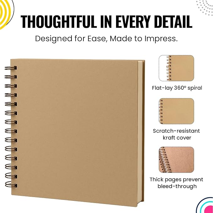 Scrapbook Album | Extra Thick Kraft Paper with Hardcover - 8 x 8 210gsm, 30 sheet