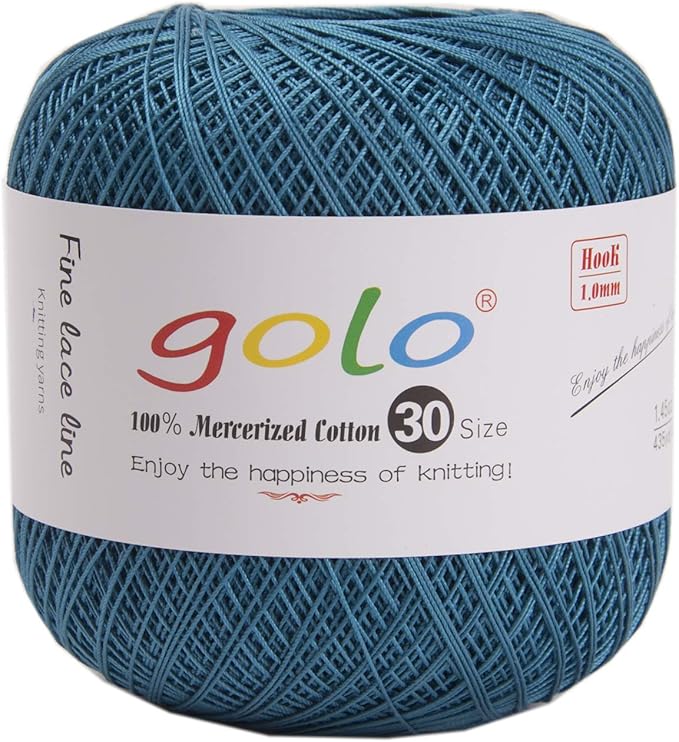 golo Crochet Thread Size 30 Yarn for Hand Knitting Tatting Yarn Blue-773