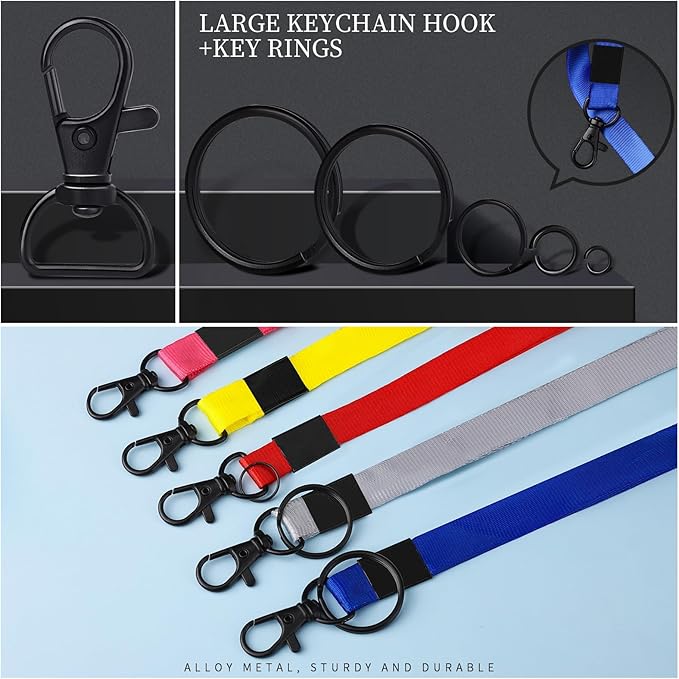 LEOBRO 265PCS Swivel Snap Hooks and Key Rings, Keychain Clips and Key Chain Rings, Keychain Making Kit, with Lobster Claw Clasps & Jump Ring & Necklace Extenders, for Jewelry Making, Black