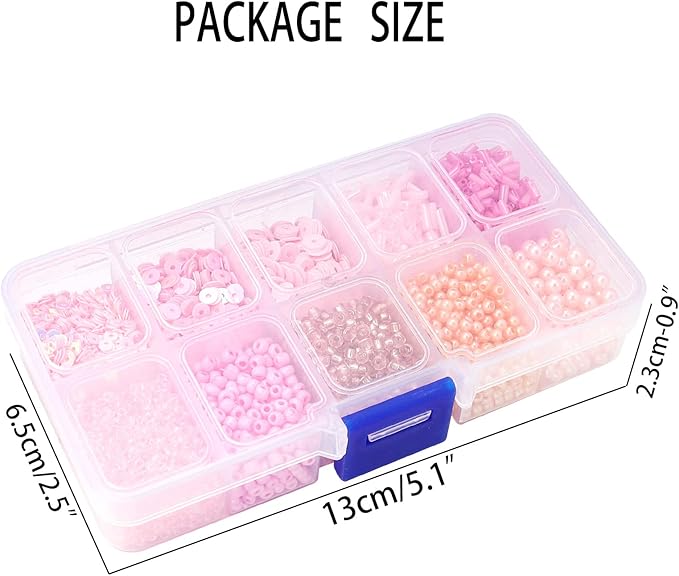 Assorted Beads for Jewelry Making, Glass Seed Bugle Tube Beads Loose Sequins Multiple Sizes for Crafts Sewing Jewelry Making