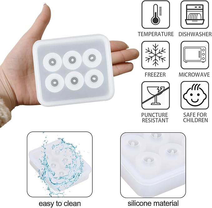 Silicone Resin Bead Molds Set, 2 Pack Round Ball Molds with Holes, DIY Jewelry Making Tools