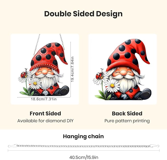 Genius maker Gnome Diamond Art Hanging Kits for Adults, Special Shaped Diamond Painting Kits, DIY Acrylic 5D Crystal Diamond Gem Art Painting Hanging Ornament for Home Wall Decor