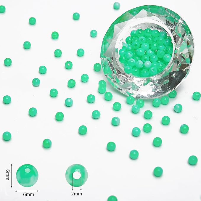 bonny boxx 1000pcs 6mm green jade round beads, smooth acrylic balls, plastic resin gumball bubblegum chunky beads for necklace & bracelet making, crafting supplies