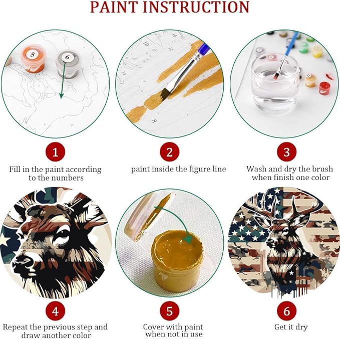 Axquilon Patriotic Paint by Numbers Kit for Adults Beginner- 4th of July Adult Paint by Number Kits on Canvas, Easy Adults' Paint-by-Number Kits Oil Painting for Gift Home Wall Decor 16x16in