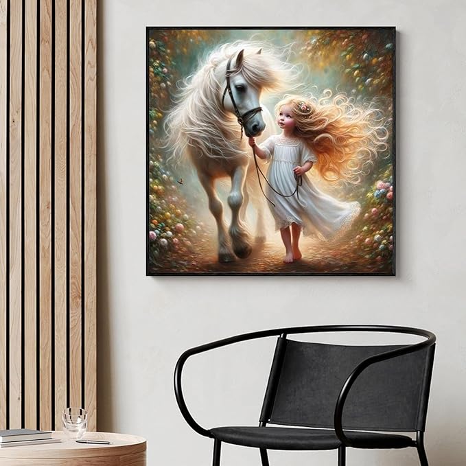 Yezavesu Diamond Art Kits for Adults, Horse Diamond Painting Kit for Beginners, 5D DIY Round Full Drill Painting with Gem Art Craft Kits for Home Wall Decor 14x14 Inch