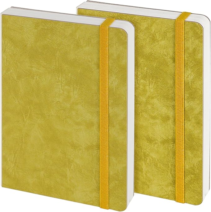 Funto Watercolor Journal, 7.5x5, 2 Packs, 44 Pages Each, Cold-Pressed 100% Cotton,PU Leather Green Cover, Art Supplies for Mixed Media