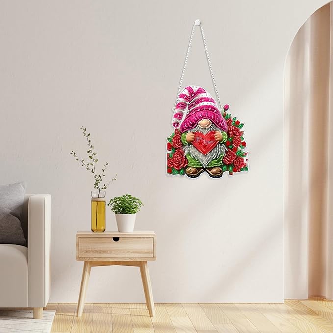 GHHKUD Hanging Diamond Art Christmas Gnome Pendants Kits, DIY Hanging Decoration Double Sided Diamond Pinting Ornaments for Adults Kids Gifts for Home Decor