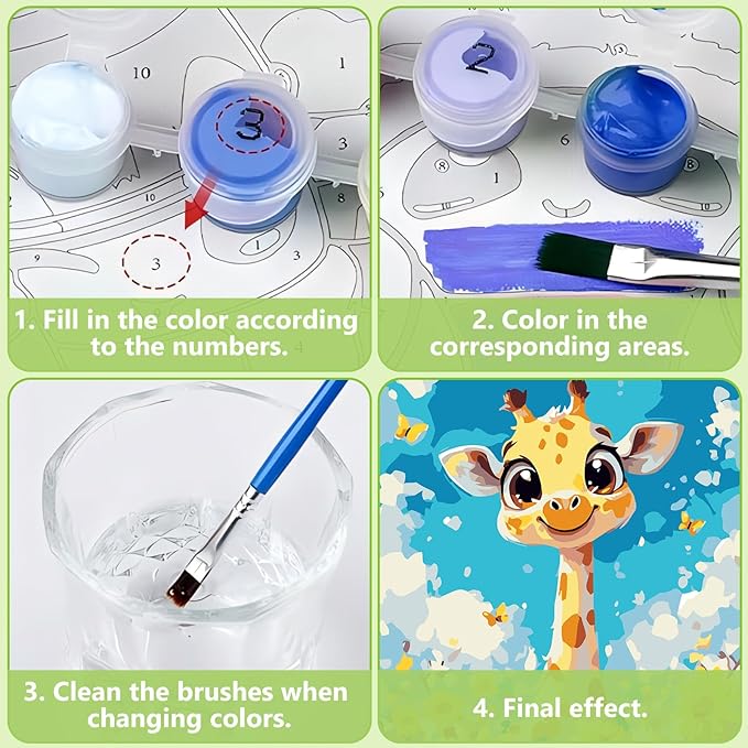 Reivworl Paint by Numbers Kit for Kids - with Frame and Easel, Deer Paint by Number Kids Age 6-8-12 Boys Girls, Paint by Numbers for Gifts and Decor (9.5X12Inch)