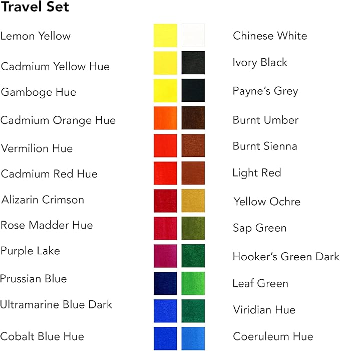 Daler Rowney Aquafine 24-pc Watercolor Travel Set - Watercolor Paint Set for Watercolor Paper and More - Watercolor Set for Artists and Students - Water Color Paint for All Skill Levels