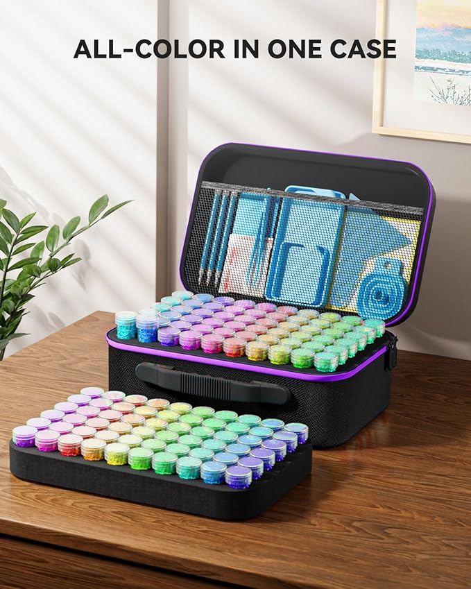 ARTDOT 120 Slots Storage Container for Diamond Art Kits for Adults,Portable Bead Storage Boxes for Diamond Painting Accessories and Tools
