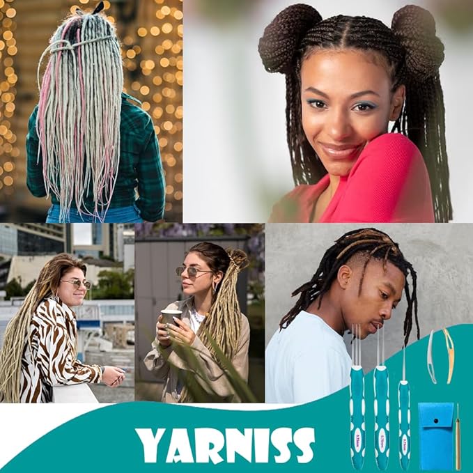 Yarniss Dreadlocks Crochet Hooks with Ergonomic Handle,0.75mm Hair Crochet Needle for Loc Braid