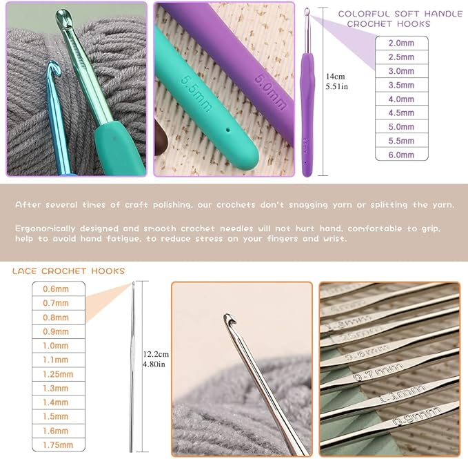LOKUNN Crochet Kit for Beginners, 102 PCS Crocheting Kit Beginner, Crochet Starter Set with Crochet Yarn for Adults (Blue)